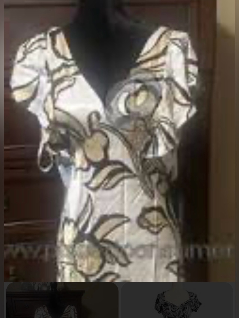 White House Black Market Cream Maxi Dress with Black and Tan Floral Print - Picture 6 of 12